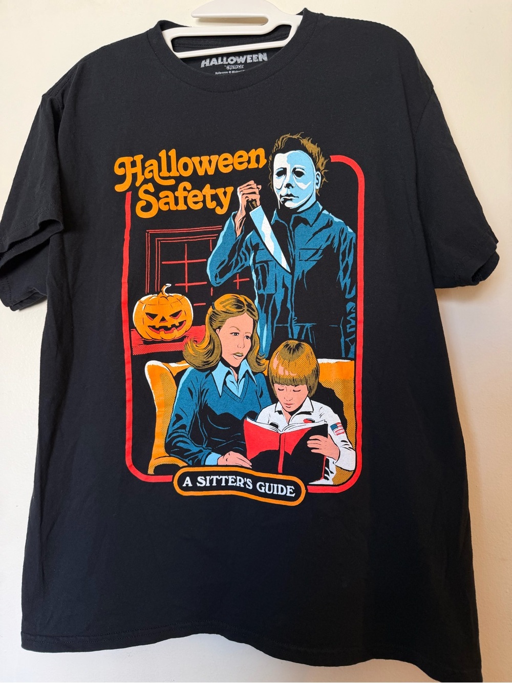 Halloween Safety A Sitter’s Guide Michael Myers Graphic Tee Black Size Large - Picture 3 of 7